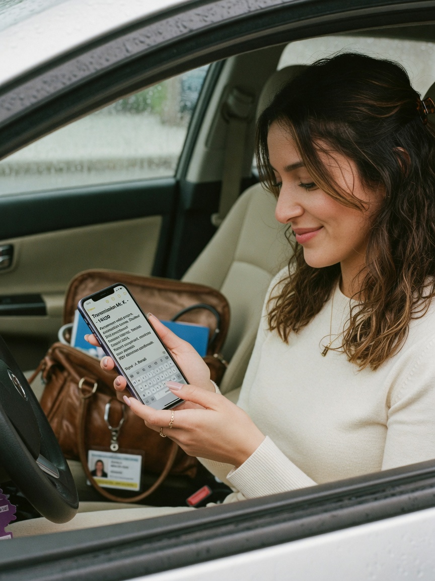 IDEL rédigeant une transmission sur son smartphone